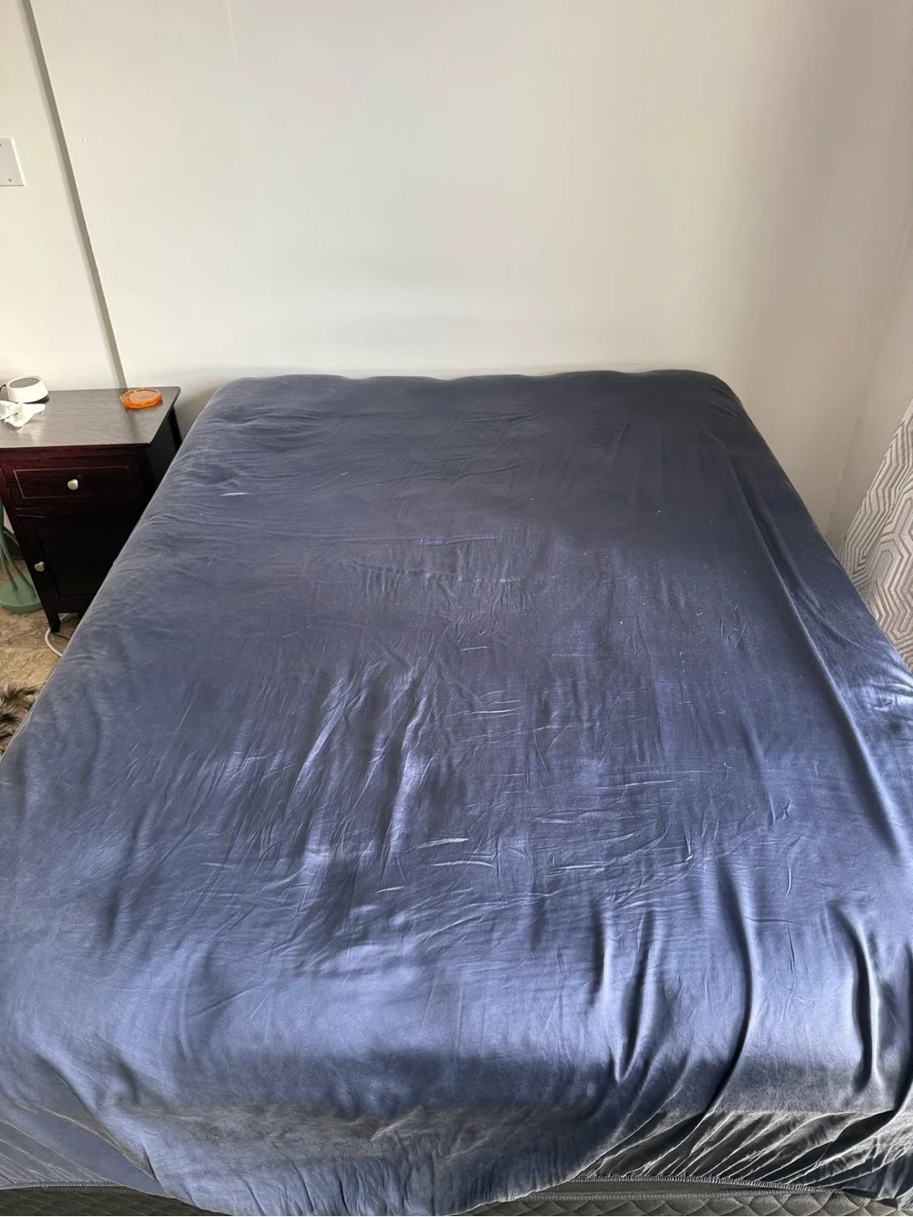 Lily Silk 22MM Dark Blue Cal King Silk Flat Sheet and Fitted Sheet